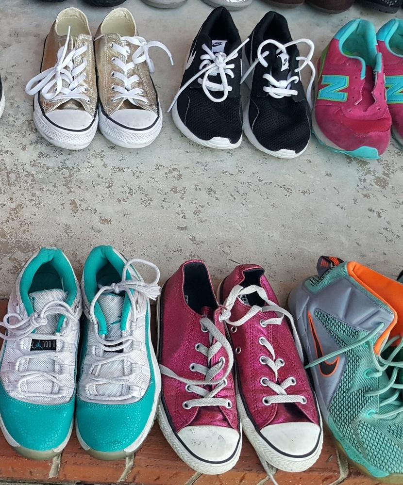 Six pairs of girls sneakers